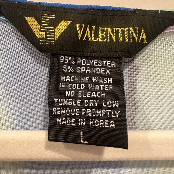 Valentina Top Artsy Rhinestone Colorful Festival Stretch Sz L Mature 3/4 Sleeve - Picture 7 of 9